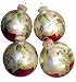 Set of 4 Holiday Holly Glass Christmas Ornaments 2.75
