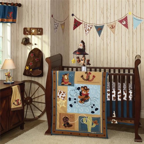 Lambs  Ivy Giddy Up 5 Piece Crib Bedding Set Brown BlueB009CQN4D8