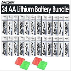 AA Ultimate Photo Lithium Battery 24 Battery Bundle with 2 FREE Tube Storage Cases for AA Batteries