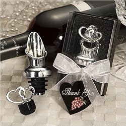 Wine Bottle Stopper Pourer Heart Design (18 per order) Wedding Favors