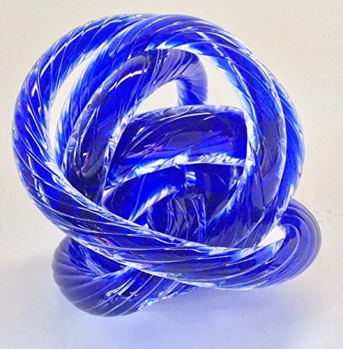 Unusual Art Glass Tube Cobalt Blue Knot Paperweight Figurine 3"