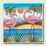 Pink Flamingos in Palms Absorbastone Six Inch Trivet