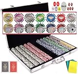 IMAGE OF Bluff King Vegas Style 11.5 Gram Casino Gambling Poker Chip Set (1000 Chips) with Storage Case and Gaming Accessories.