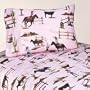 3pc Twin Sheet Set for Western Cowgirl Bedding Collection - Cowgirl Horse Print