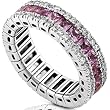Pink Sapphire & 7/8ctw Diamond Eternity Band (GH/SI) in 18kt White Gold