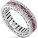 Pink Sapphire & 7/8ctw Diamond Eternity Band (GH/SI) in 18kt White Gold
