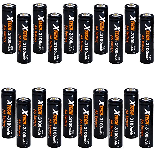 Xtech AA Ultra High-Capacity 3100mah Ni-MH Rechargeable Batteries (20 pack)
