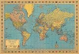 Map of the World Poster Print Vintage Look 20"x28"