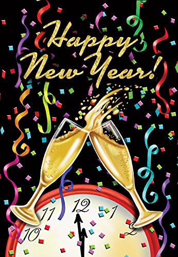 Happy New Year Garden Flag Champagne Confetti 12.5″ x 18″ Briarwood Lane