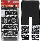 2016年 秋冬 アンパンマン 綿混ニット ロゴ ドットジャガード 10分丈レギンス ANPANMAN ブラック-ホワイト◇80-90cm