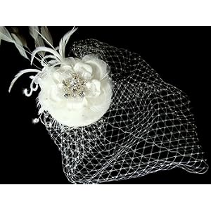 Bridal Hat and Bird Cage Veil - IVORY