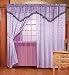 Light Purple Jacquard Floral Window Curtain / Drape Set with Sheer Backing-treatment Draperies