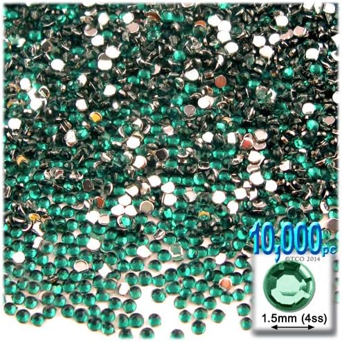 10,000pc Rhinestones Round 1.5mm Tiny for Nails - Flatback Emerald Green EGR
