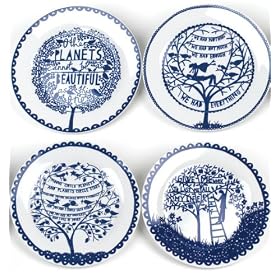 ROB RYAN set of 4 ceramic plates 'Four Trees. Four Seasons'