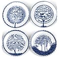 ROB RYAN set of 4 ceramic plates 'Four Trees. Four Seasons'