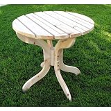 Patio side table outdoor round unfinished wood Adirondack style - B001AJLKUY