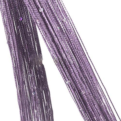 Oetech String with Bead Sequin Spangle Line Curtain Light Purple