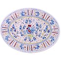 Le Cadeaux Triple Weight Melamine 16 Inch Oval Serving Platter, Blue Rooster