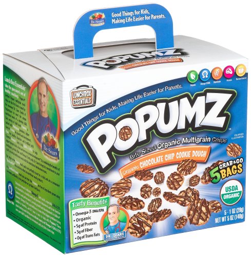 Dr. Sears Popumz Bite Sized Organic Multigrain Crips, Chocolate Chip Cookie Dough, 5-Count, 1-Ounce Bags (Pack of 6)