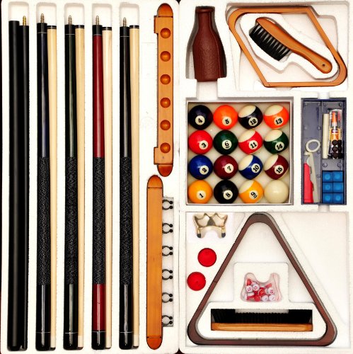 Billard - Zubehörset ALL IN ONE - umfangreiches Komplettset inkl. Queues, Billardkugeln, Dreieck und diversen Extras - 10501