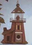 Lawn Ornaments Outdoor Wooden Birdhouses Red Lighthouse Birdhouse
