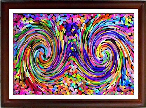 "Cristals Twirl" Framed Original Digital Art Print in Natural Wood Frame with Glass, Beautifull Contemporary Design Chici Young Look Great Style, Twirls Sprirals Springs Abstract Printed Artwork Based on New Age Photography and Digital Arts.