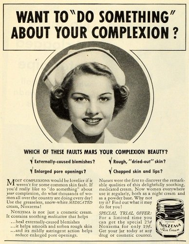 1941 Ad Noxema Dry Skin Cream Complexion Medication Nurse Acne Pimples Zits - Original Print Ad