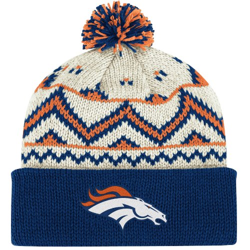 NFL Men's End Zone Cuffed Pom Knit Hat - KD80Z (Denver Broncos, One Size Fits All)