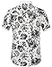 SSLR Men's Flower Buttondown Short Sleeve Shirt (Medium, White Black)