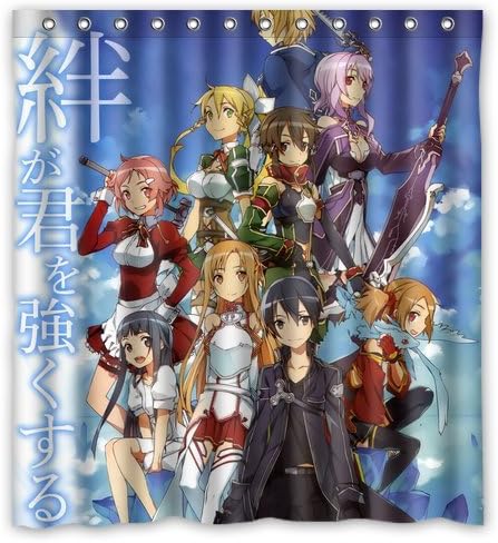 Sword Art Online Anime Heros Custom Unique Waterproof Shower Curtain Bathroom Curtains Bath Curtain 66x72 inches