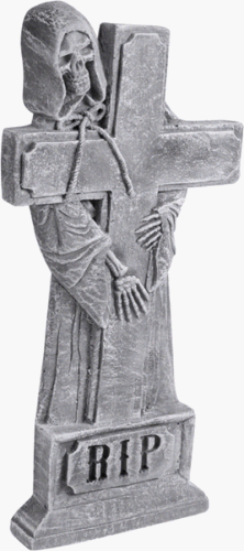 Grim Reaper Tombstone with RIP Cross