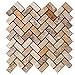 Andean Cream Peruvian Travertine Herringbone Tumbled Mosaic Tile - 6