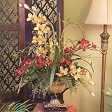 Soft Yellow & Red Cymbidium Silk Orchids - B00390AUWQ