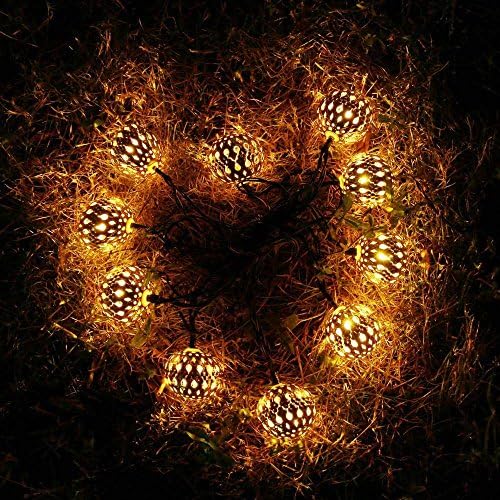 SOJO Solar String Lights, 11ft 10LED Globe Moroccan Fairy Lantern Bulb Decorative for Christmas Indoor/Outdoor, Home, Garden, Patio, Lawn, Path, Party and Holiday Decorations(Warm White)