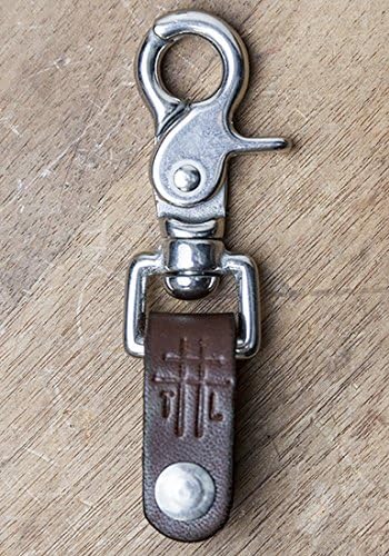 THRUX LAWRENCE - Horween Leather Keypost - Hand Crafted Claw Keychain - Brown with Stainless Steel