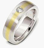 Platinum and 18 Karat Gold Comfort Fit 1 Diamond Wedding Band Ring