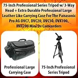 75-Inch Professional Series Tripod w/ 3-Way Head + Extra Durable Professional Large Leather Like Carrying Case For The Panasonic Pro AG-DVC7, DVC20, DVC30, DVX100, HVX200 Mini Dv Camcorders