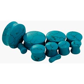 2 Gauge Turquoise Flared Plugs sold as a Pair