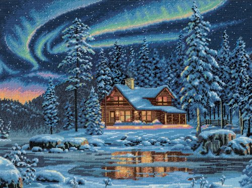 Gold Collection Aurora Cabin Counted Cross Stitch Kit-16