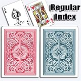 KEM Red Blue Arrow, Poker Size, Standard Index, with Free Cut Cards and Texas Hold'em Button Kit and Bounty Button
