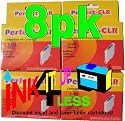 8pk High capacity 68 Non-OEM Epson compatible fits (2)T0681 18.2ml (2)T0682 18.2ml (2)T0683 18.2ml (2)T0684 18.2ml ink cartridges for Epson All-in-One Machines Stylus CX5000, Stylus CX6000, Stylus CX7000F, Stylus CX8400, CX9400Fax, WorkForce 30, WorkForce 40, WorkForce 500, WorkForce 600, C120 printers.