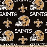 58 Wide NFL Cotton Broadcloth New Orleans Saints Black/Gold Fabric By The Yard