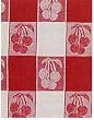 100% Cotton Jacquard Check Dishtowel, Red Cherries 18" X 28" Set / 6