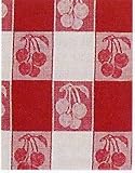 100% Cotton Jacquard Check Dishtowel Red Cherries 18" X 28" Set / 6