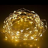 MUCH 33ft 100 LEDS Warm White Starry Lights Flash Lights Copper LED Lights Strings for Christmas Trees, Wedding, Gardens, Lawn, Patio, Parties