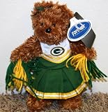 NFL Football Green Bay Packers Cheerleader Bear 8 Inch Plush Doll New with Tag