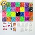 Talented Kidz Rubber Bands Refill and Storage Organizer Bundle with 7000 Rubber Bands in 28 Colors, 350 S Clips, 12 Charms and Beads