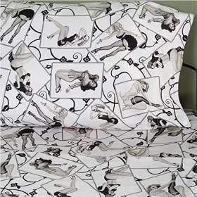 Sin in Linen Wish You Were Here Black and White Pinup Print Duvet Cover 100% Cotton Sateen 300 Thread Count