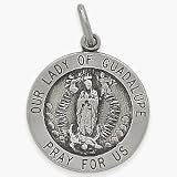 Sterling Silver Our Lady of Guadalupe 18.5mm Religious Medal Medallion with Chain
