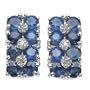 1.95 Carat Genuine Blue Sapphire & Diamond Accents Double-Row Silver Earrings